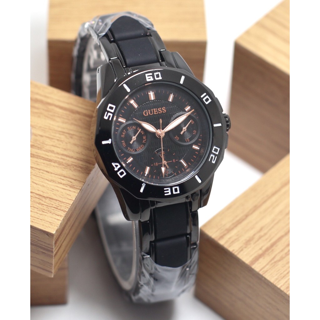 Jam Tangan Wanita Guess Chrono Premium Tali Rantai