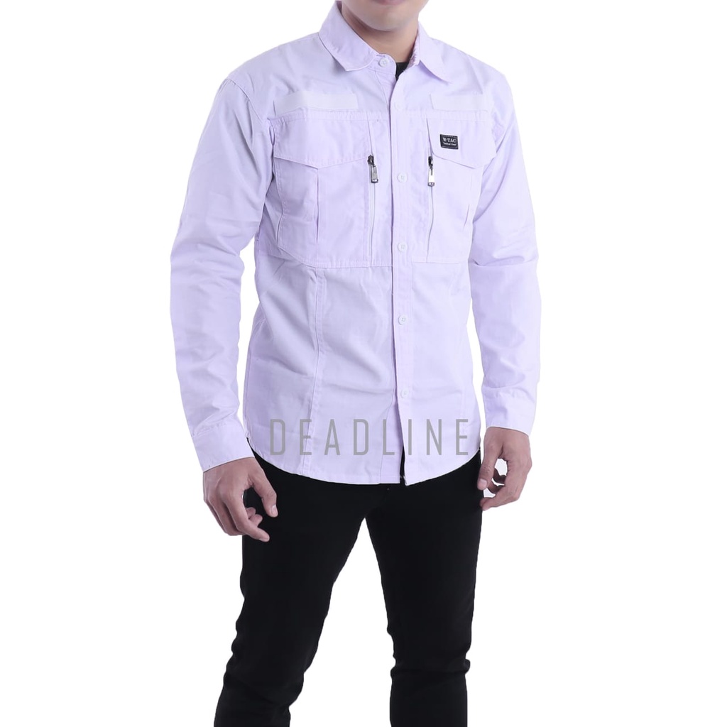 KEMEJA TACTICAL KEMEJA LAPANGAN KEMEJA LENGAN PANJANG W-TAC KEMEJA OUTDOOR - PUTIH