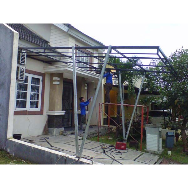 Paket Kanopi spandek, tiang kayu per meter