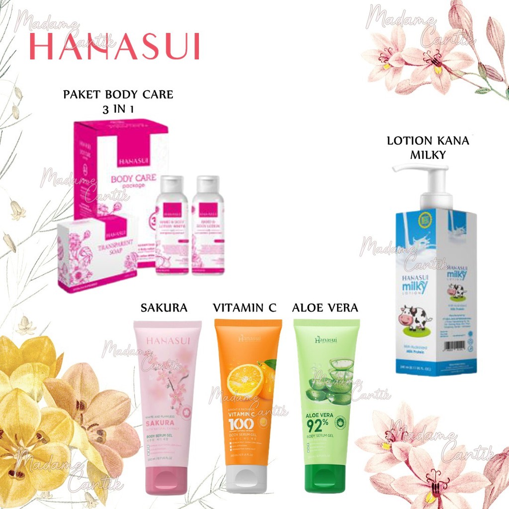 ✿ MADAME ✿ HANASUI BODY CARE KANA LOTION PAKE BODY 3IN1 BODY SERUM HANASUI BPOM