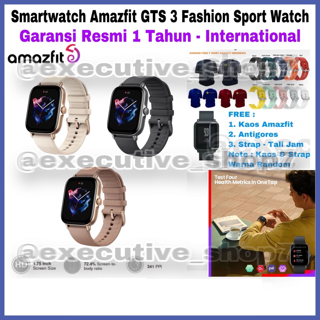Smartwatch Amazfit GTS 3 Fashion Business Watch - Garansi Resmi 1 Tahun - International