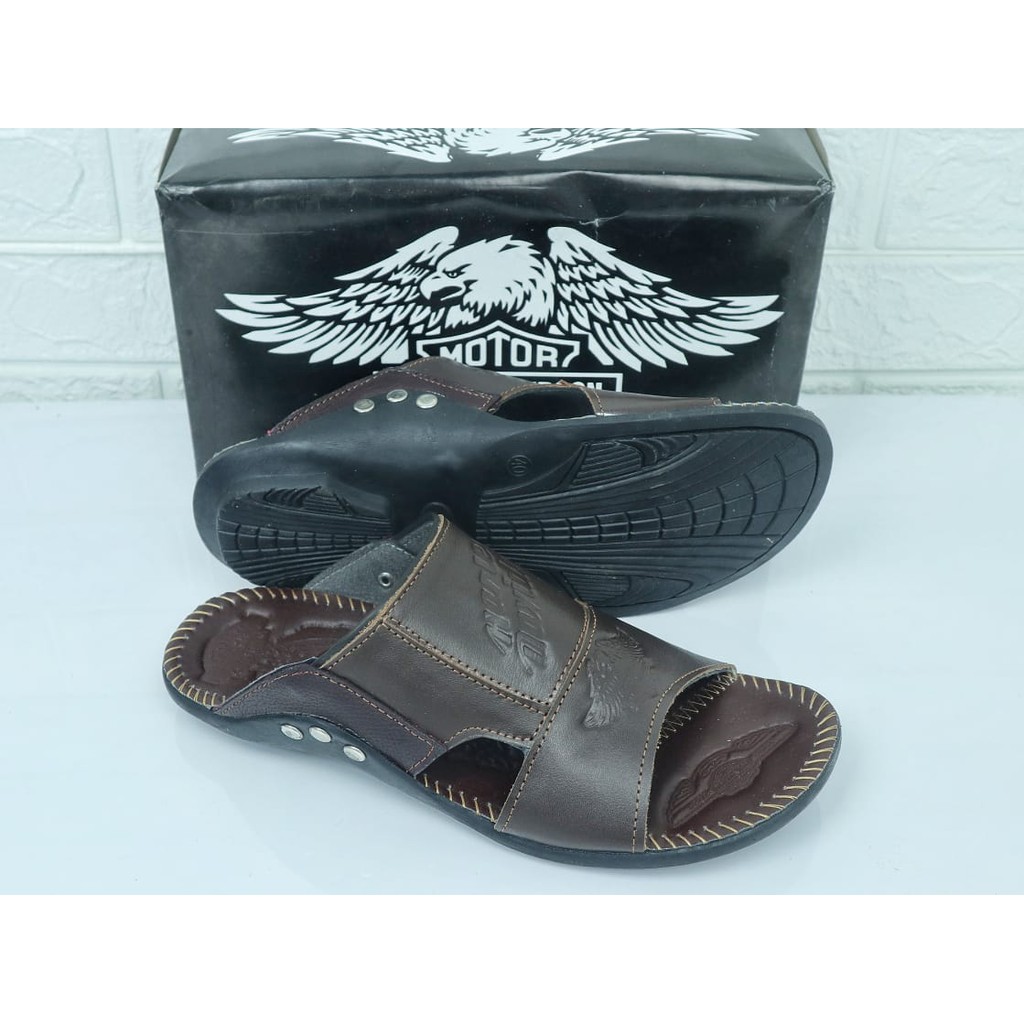 kulit asli Sandal pria kulit harley davison ban 2 bridgeslopv sandal casual formal pria hangout s016