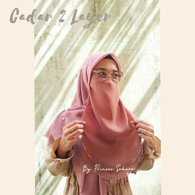 Niqab Cadar 2 layer tanpa jahit tengah sifon &amp; wolfis