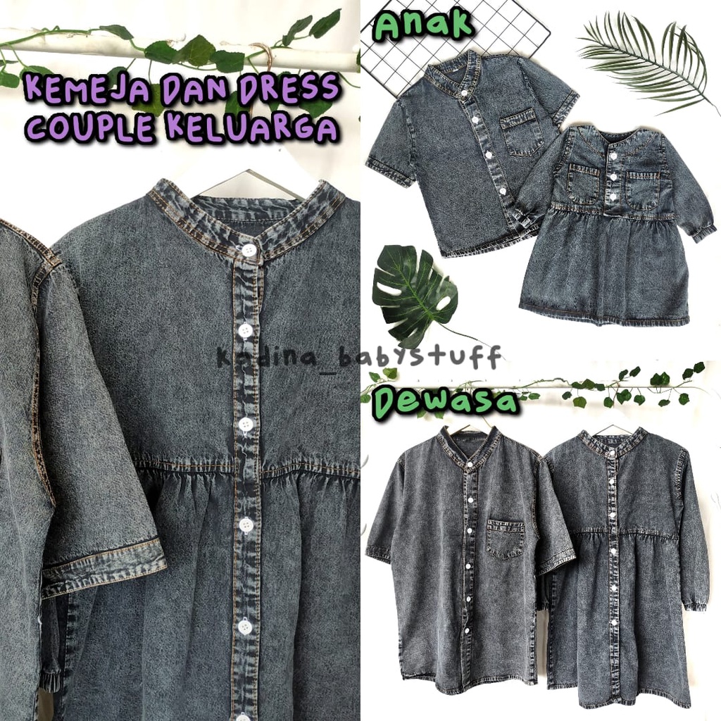 KEMEJA JEANS COUPLE KELUARGA/ DRESS JEANS ANAK SNOW WASH BLACK/ KEMEJA ANAK JEANS SAND WASH/ BAJU CO
