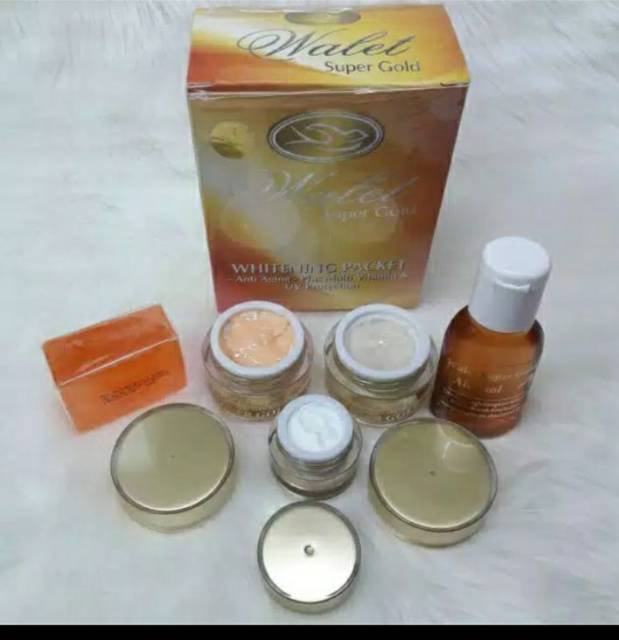 Paket Cream walet super gold 5 in1 original pot kaca ORI