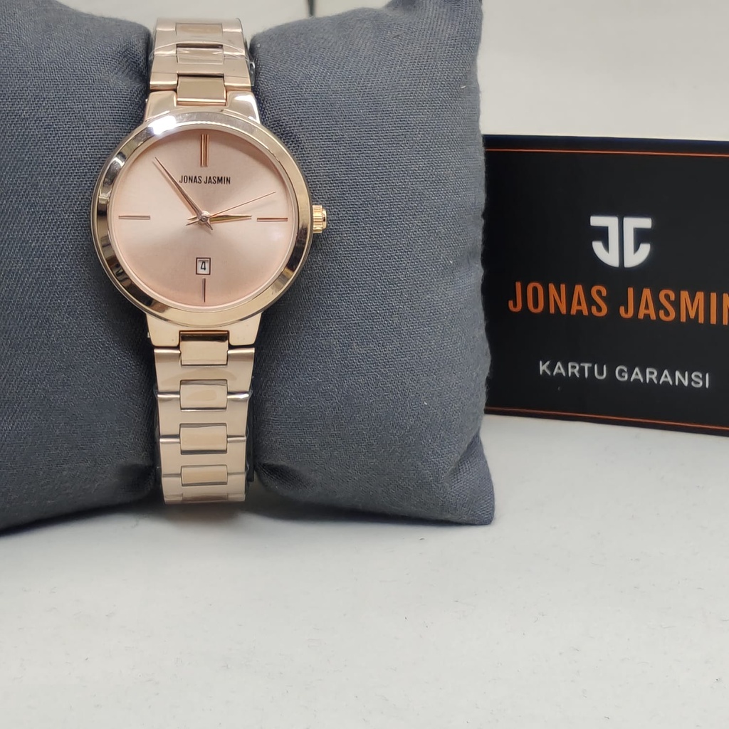 JAM TANGAN WANITA JONAS JASMIN P85 TALI RANTAI TANGGAL AKTIF DM 2.5CM FREE BOX  || JAM TANGAN FASHION WANITA JONAS JASMIN