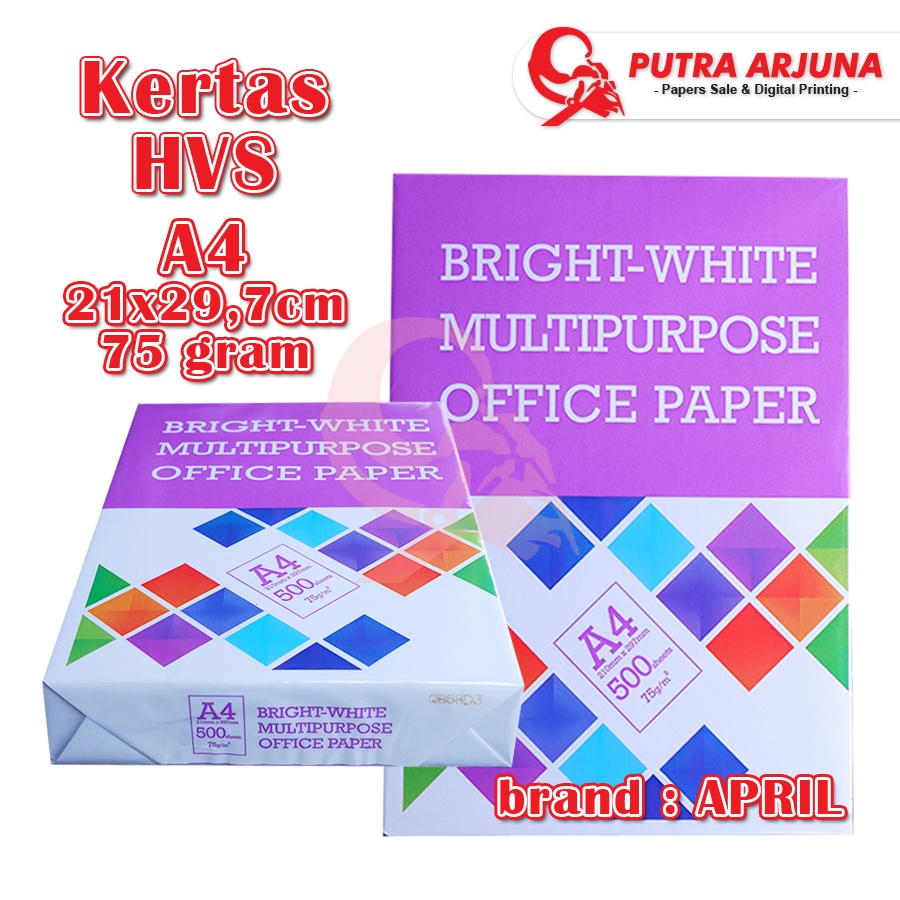 

KERTAS HVS APRIL 75 gsm - A4, 21x29,7 cm - 500 LEMBAR