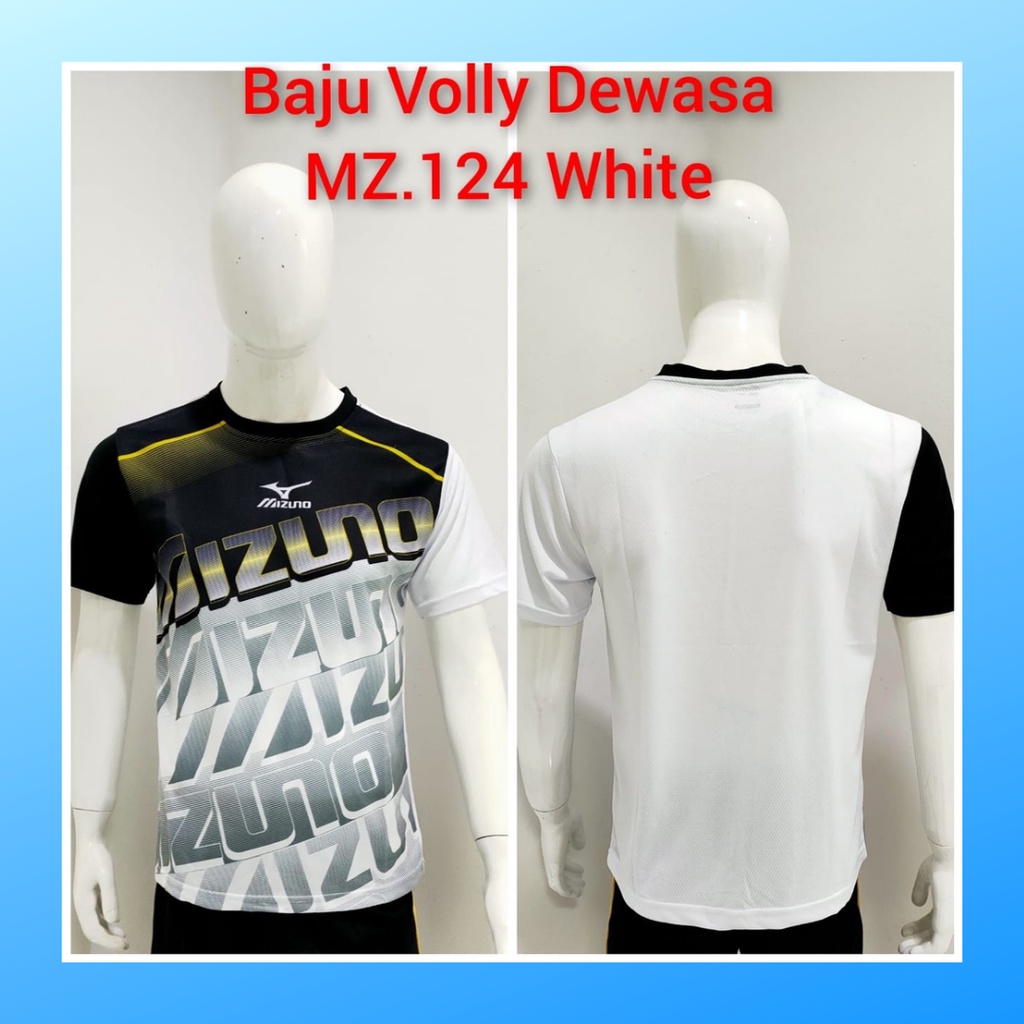 jersey volly pria kaos voli baju bola atasan wanita dewasa t-shirt outfit seragam jarsey kostum olahraga print custom pakaian apparel sport jersy volley ball casual jersi suit MZ124 putih