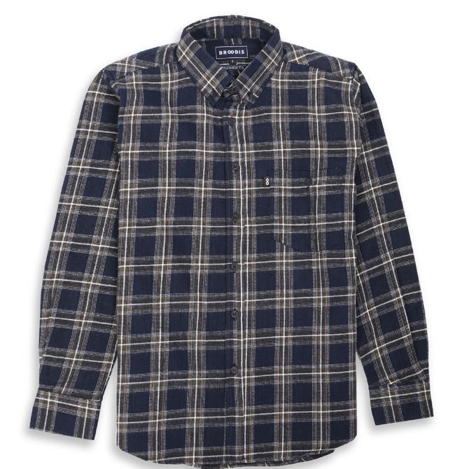 Diskon Kemeja Pria Motif❣☞ BROODIS Flanel Kemeja Pria Motif Terbaru Dark Missile - M ON SALE