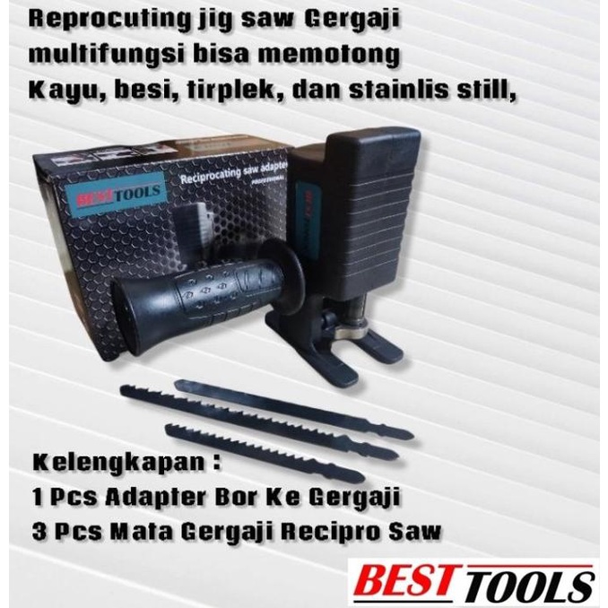 Adaptor Adapter Bor ke Gergaji Kayu / drill saw adapter / gergaji bor