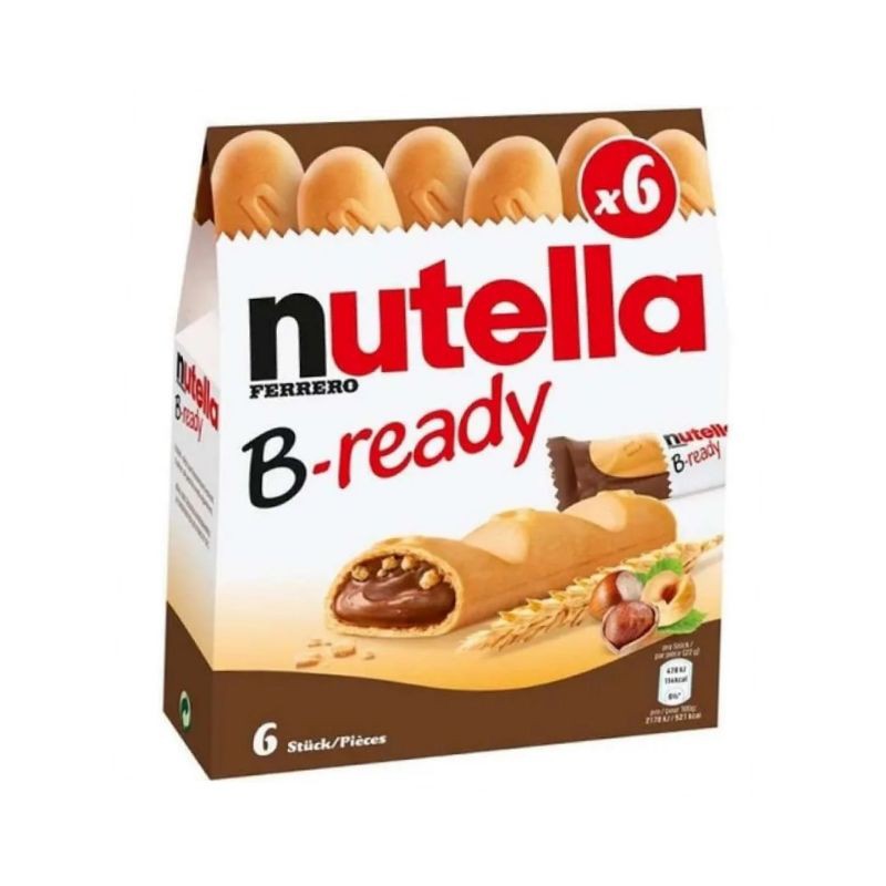 

FERRERO NUTELLA B-Ready 132gr - Wafer isi Kakao dengan Kacang Hazel (6 x 22gr)