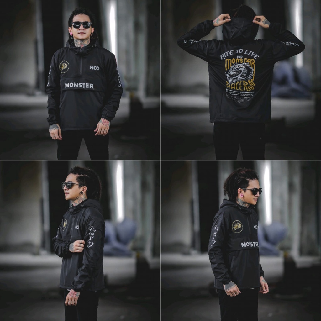 JAKET PRIA - JAKET PARASUT - JAKET CAGOULE HEDON COMPANY - JAKET CAGOULE SALVIO HEXIA - JAKET KANTONG - JAKET CAGOULE PRIA - JAKET PARASUT PRIA - JAKET MOTOR - JAKET GUNUNG - JAKET OUTDOOR - JACKET PRIA - JAKET COWOK - JAKET KEKINIAN - JAKET LAKI-LAKI-Hitam Monster Hedon
