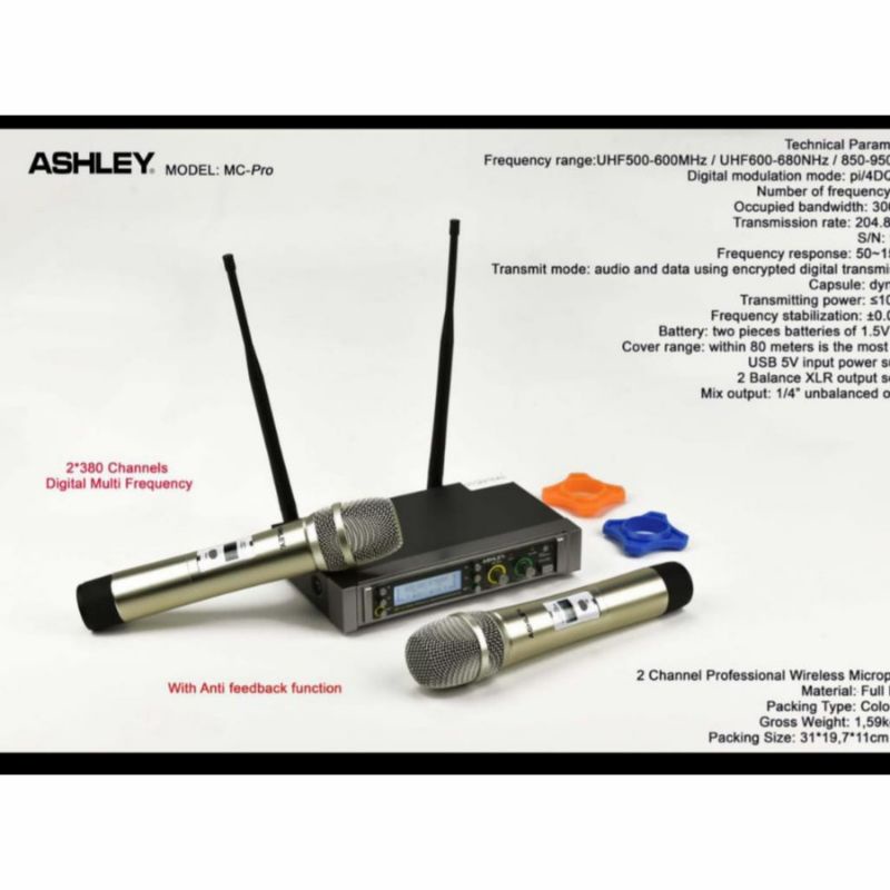 mic wireless ashley MC Pro produk original microphone Ashley