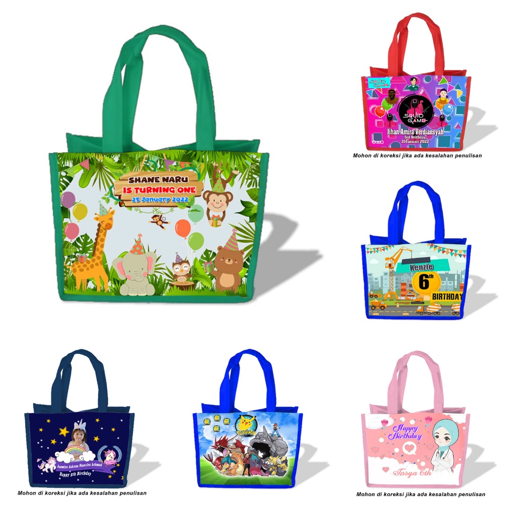 

tas goodie bag karakter ulang tahun anak Custom / tas souvenir ulang tahun custom - Nasi kotak / Box KFC