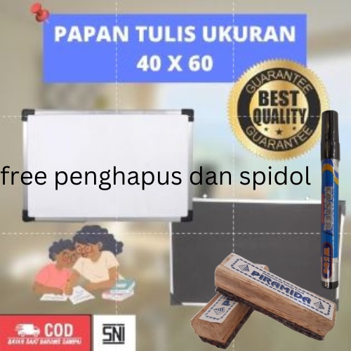 

PAPAN TULIS/WHITEBOARD DUA SISI (SPIDOL DAN KAPUR) 40 X 60 cm