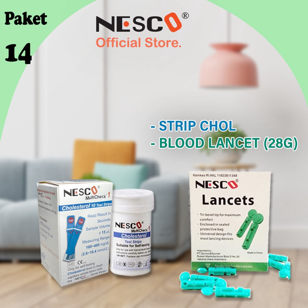 PAKET 14A (STRIP  KOLESTEROL + BLOOD LANCET)