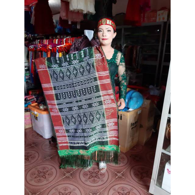 ULOS SADUM ANGKOLA BATAK TOBA HIJAU ULOS HIJAU FULL SIMATA FULL PAYET HIJAU MERAH