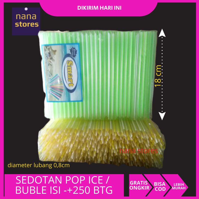 Sedotan pop ice buble, sedotan plastik pop ice diameter 0.8cm