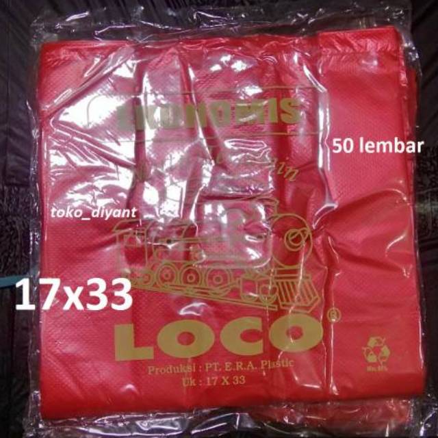 Kantong plastik loco ekonomis merah uk 15x30 17x33