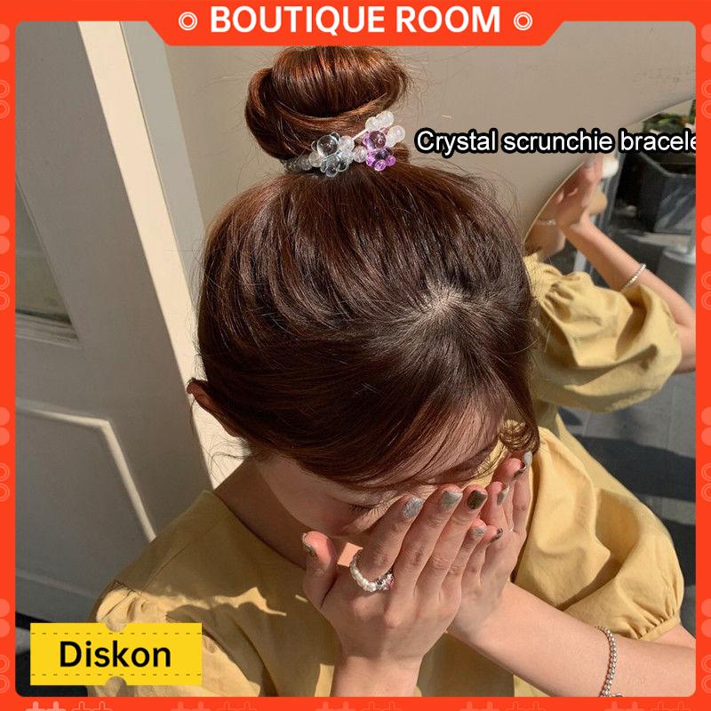 Ready✨Ready✨Tali Rambut Beruang Kecil yang Lucu Cincin Rambut Kristal Gelang Serbaguna Hiasan RambutBERBER