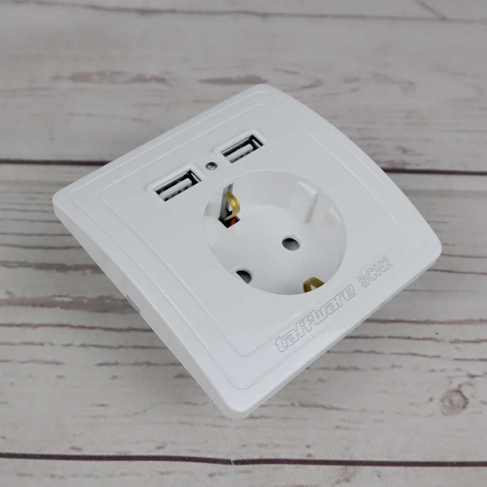 Stop Kontak Dinding EU Plug dengan 2 USB Port  / Stop Kontak USB Charger Murah / Stop Kontak Usb Charger 2 Lubang Wall Socket Universal / Saklar Dinding Tempel Rumah Broco Modern / Saklar Colokan Listrik Mengisi Daya Baterai Alat Elektronik Lainnya Ori