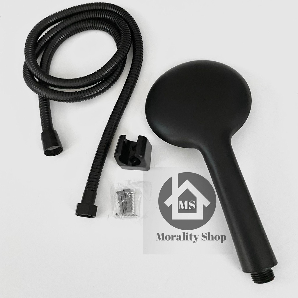 Handshower Gede 12cm Hitam Minimalis wz338 - HandShower Set 3in1 Big Black Minimalis E17A