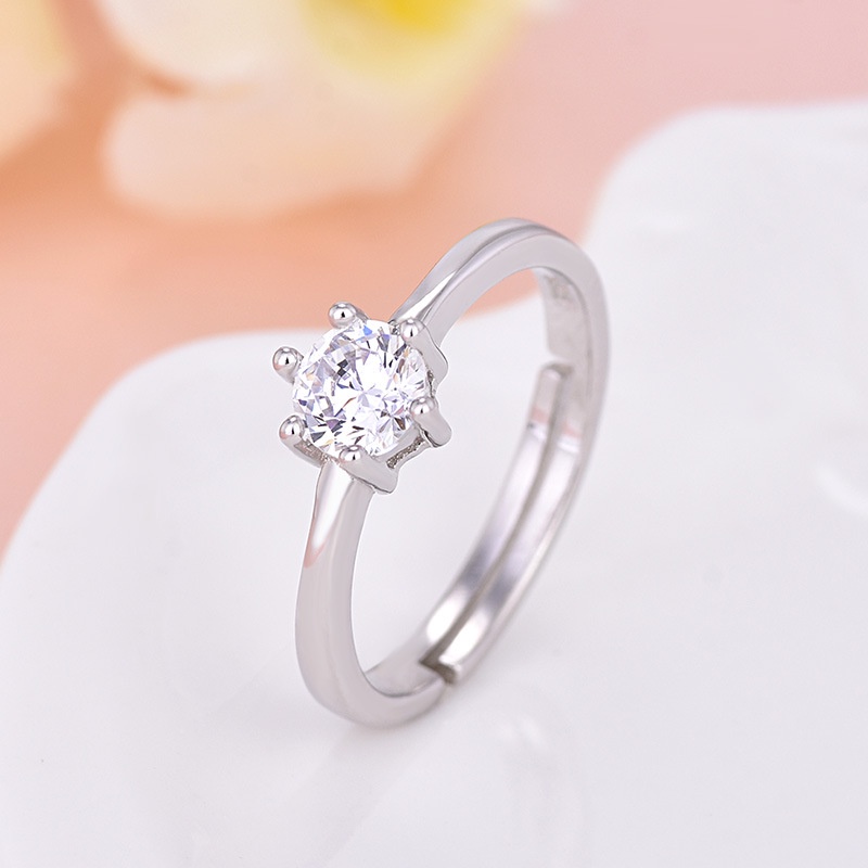 [ Fashion Simple Diamond Inlaid Zircon Rings Adjustable Rings Finger Ring GiftsJewelry For Girl Friends ]