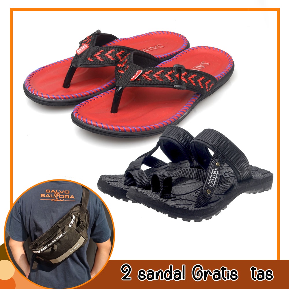 salvo sandal pria dan sandal kasual SB 1 gratis sandal gunung SG01 dan tas SV76