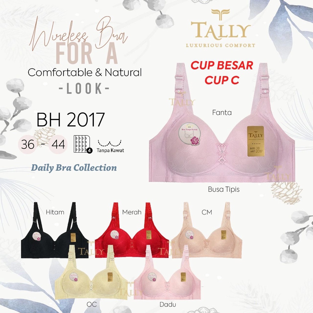 TALLY BRA BH 2017 I CUP C | SIZE 36-44 I BUSA TIPIS | TANPA KAWAT I BAHAN KATUN