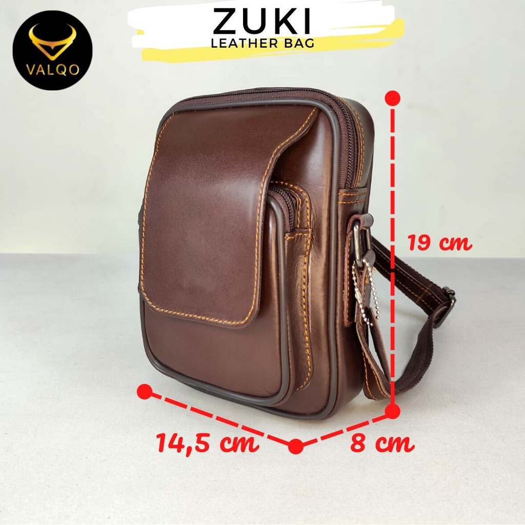 [VALQO] Tas ZUKI Kulit Sapi Tas Kamera Selempang Slingbag Kecil Mini Pria Wanita