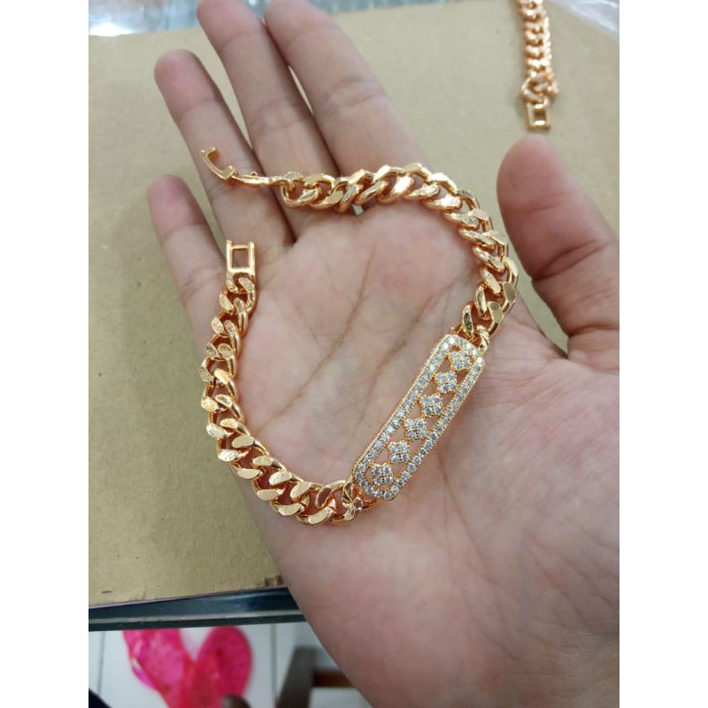 gelang tangan wanita plat rante