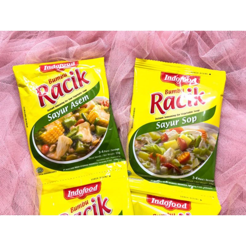 

indofood bumbu racik nasi goreng / sayur sop /ayam goreng 20gr