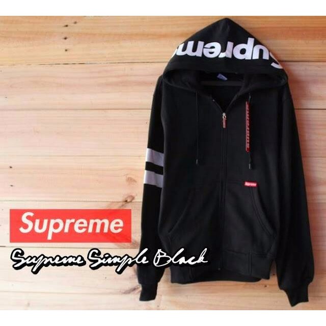 JAKET SWEATER DISTRO SUPREME SIMPLE ZIPPER KEREN /  HITAM / BIRU NAVY PYP