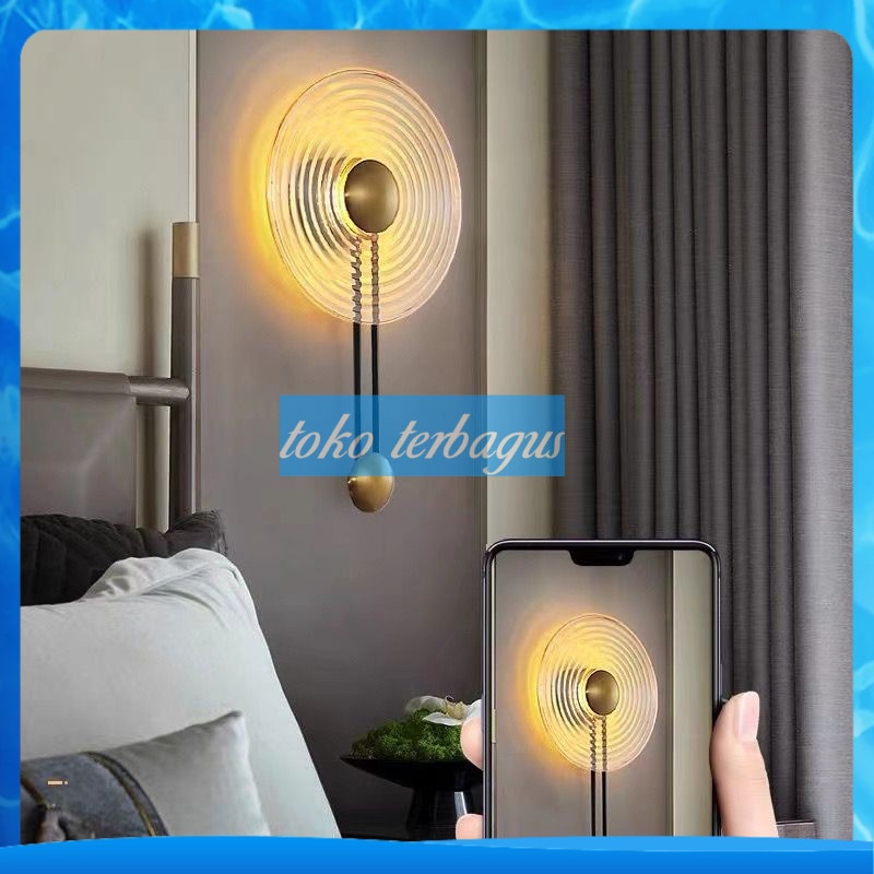 Lampu Dinding Hias Modern Minimalis Kaca Mewah Gold Premium Wall Lamp