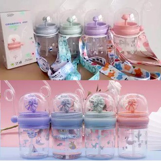 Botol Minum Anak Air Mancur Ikan Paus Lumba-Lumba / kincir Sedotan Spray Fountain Children Pot 250ml