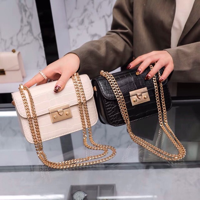 CK-80700972-3 - Tas Selempang Wanita Import Bag Wanita Cewek Croco Mini Tali Rantai Pesta Kondangan Terbaru Sling Bag - Sophie Emelia Bag (MERK KAFINA) #2261