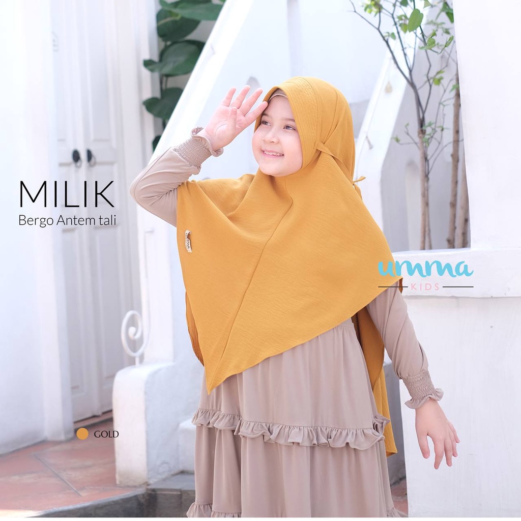 Umma Syari Bergo Milik bahan bianca crinkle Hijab Instan Antem griya_mey-gold