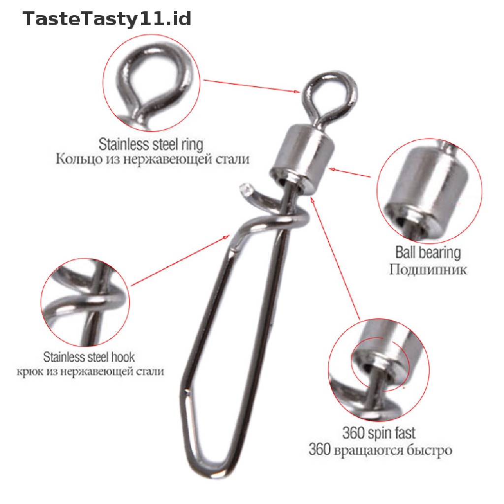 Tastetasty 50pcs Swivel Konektor Umpan Pancing 2#-10#