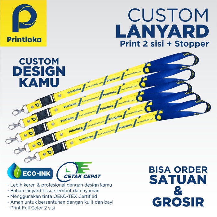 

READY Lanyard Custom Print Cetak 2 Sisi Tali Gantungan ID Card Satuan Murah SALE