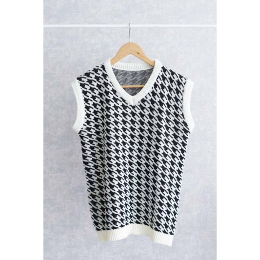 Adeeva Knit Vest Wanita Import / Rompi Rajut Wanita Trendy / Jennie Vest Premium Motif Vintage Trendy Terbaru