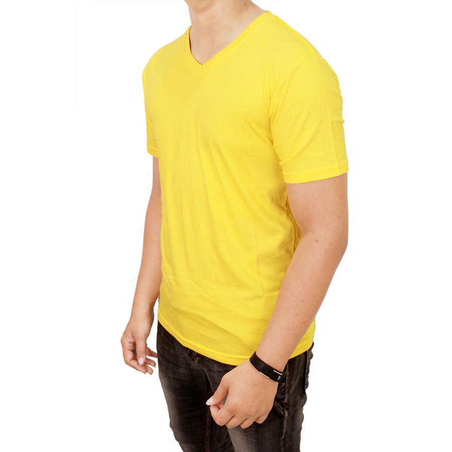 Kaos Kuning Kenari Katun Combed S20 Vneck - FBL 17