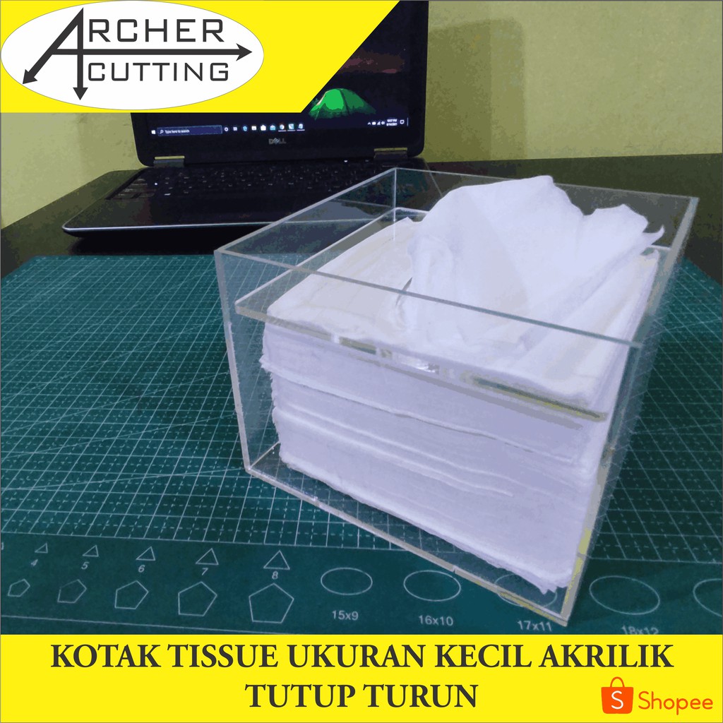 KOTAK TISU BOX TISSUE KECIL TUTUP TURUN AKRILIK