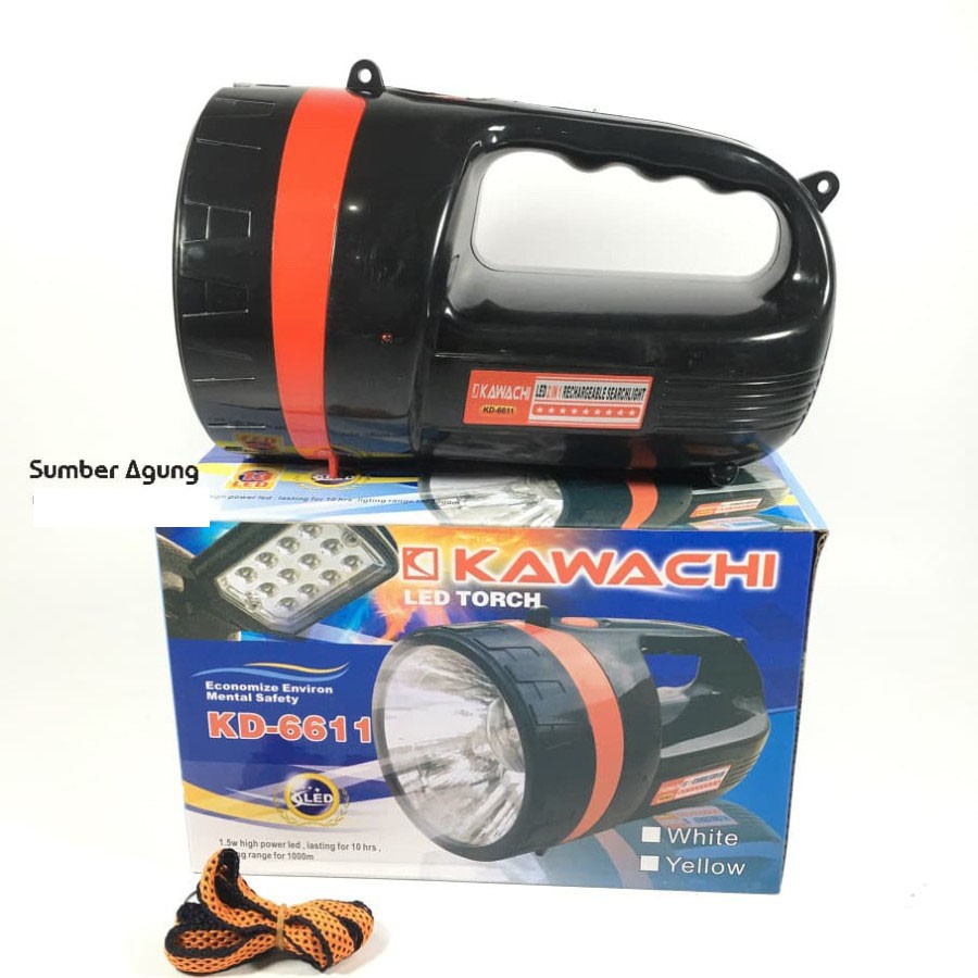 Senter Kawachi KD6611 6611 Cahaya Putih LED Besar Terang Emergency