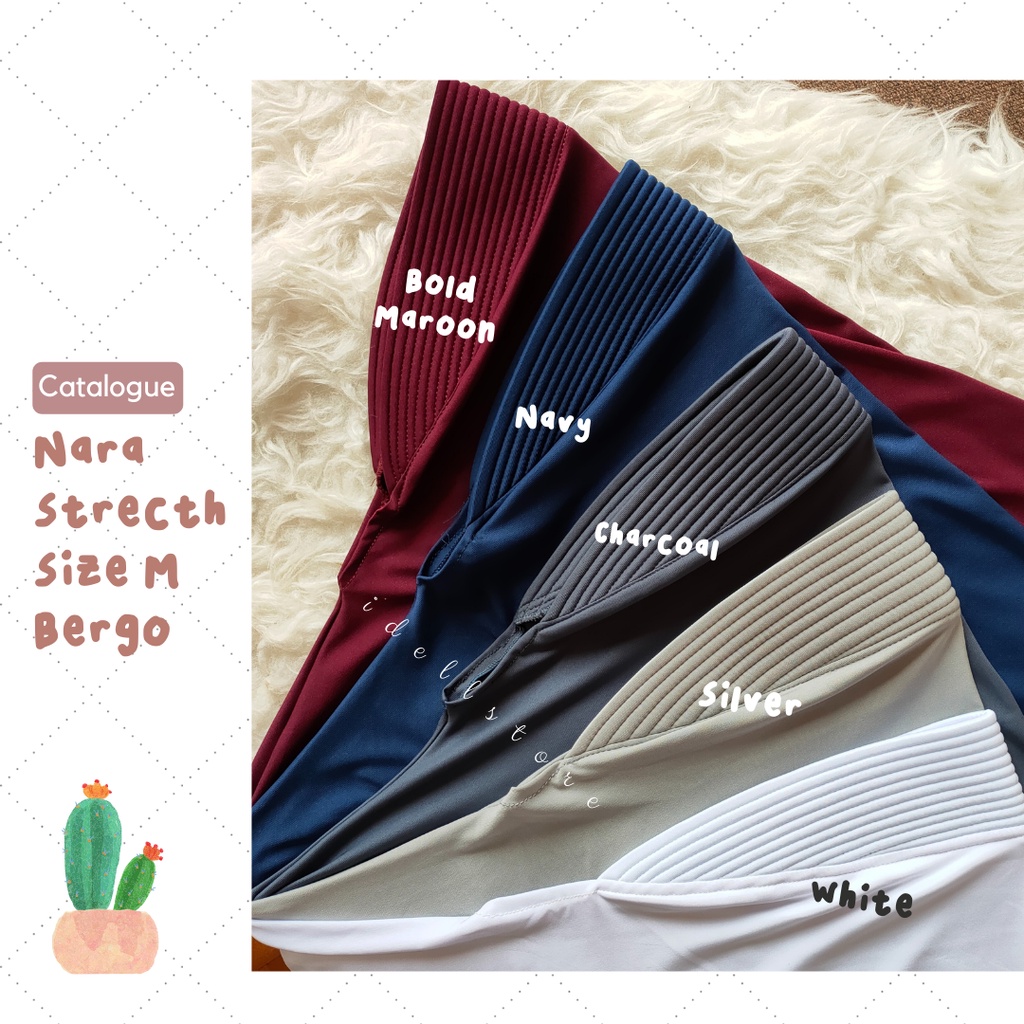 Nara Daily Stretch Bergo size M (Menutup dada) • Bergo Jersey Premium untuk Sekolah dan Olahraga