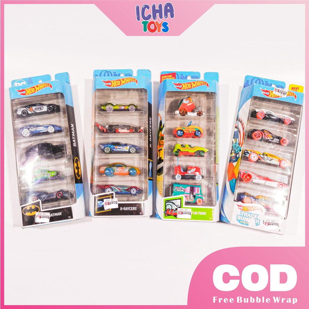 Mobil Mainan Hotweels Car Box Isi 5pcs / Hotweels Trackbuilder / Hotweels HW Fun Park / Hotweels Bat