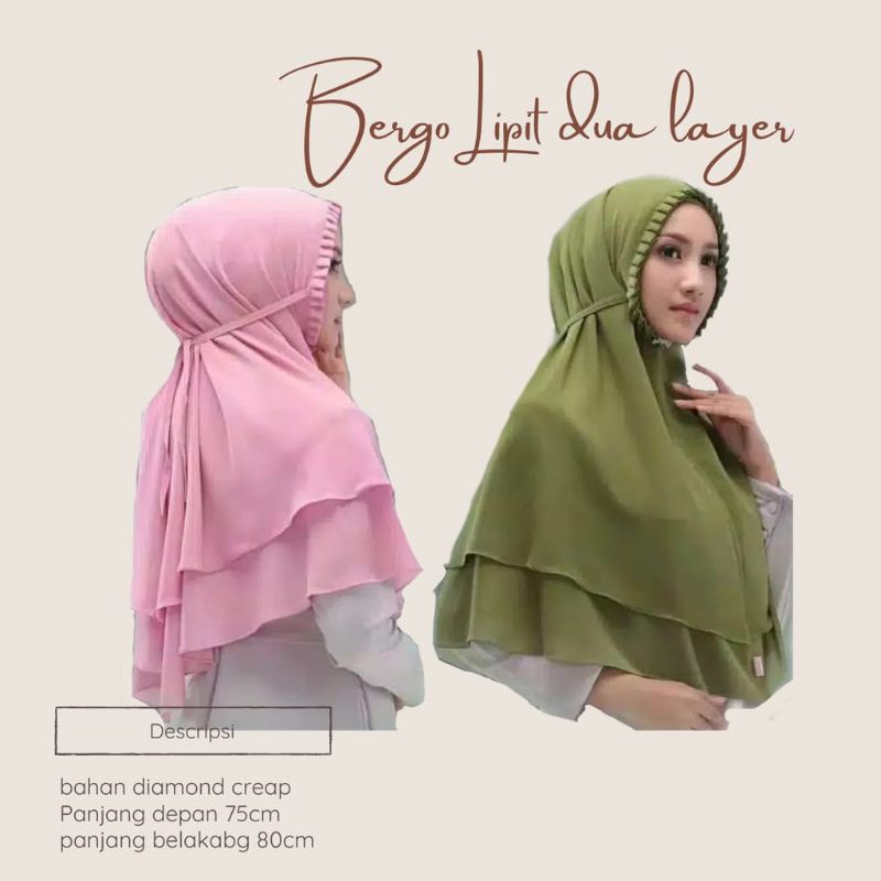 terbaru/terlaris bergo Mariam lipit KCB 2layer