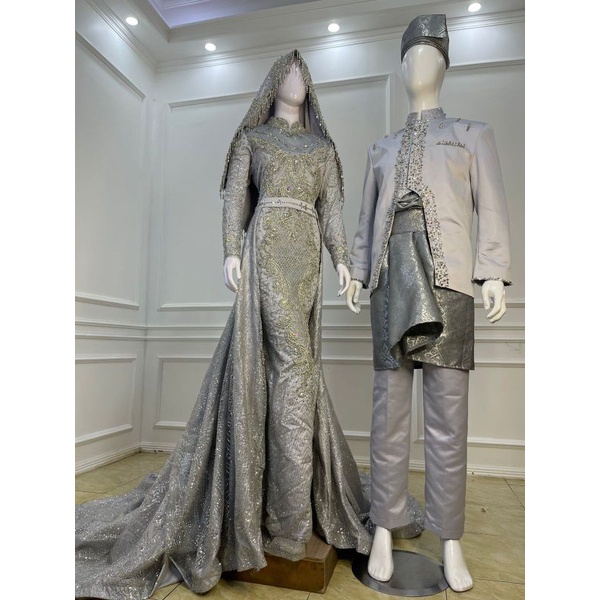 SALE..SALE PAKET KOMPLIT /!! COUPLE BAJU KEBAYA AKAD NIKAH/KEBAYA AKAD COUPLE BESKAP BRIDAL