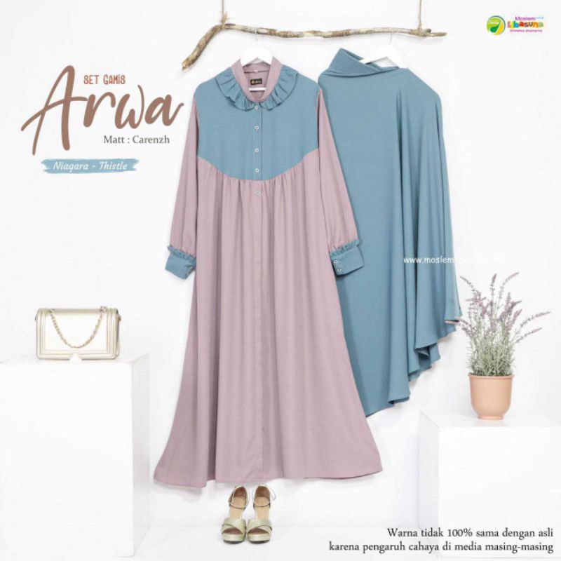 Arwa Gamis Oneset by Libasuna / Gamis Cantik / Gamis Unik / Gamis Syar'i Set / Libasuna Ori / Moslem