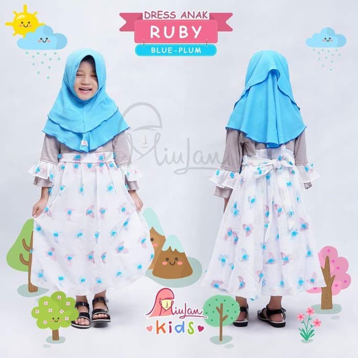MiuLan Baju Muslim Dress Gamis Pakaian Anak Cantik Lucu Rubia RUBY