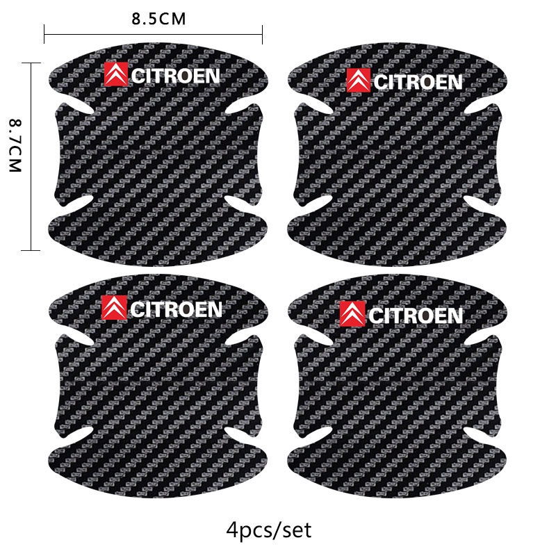 4 / 8Pcs Film Pelindung Handle Bahan Carbon Fiber Untuk Citroen C1 C2 C3 C4 C5 C3 Picasso C-Elysee Jumper
